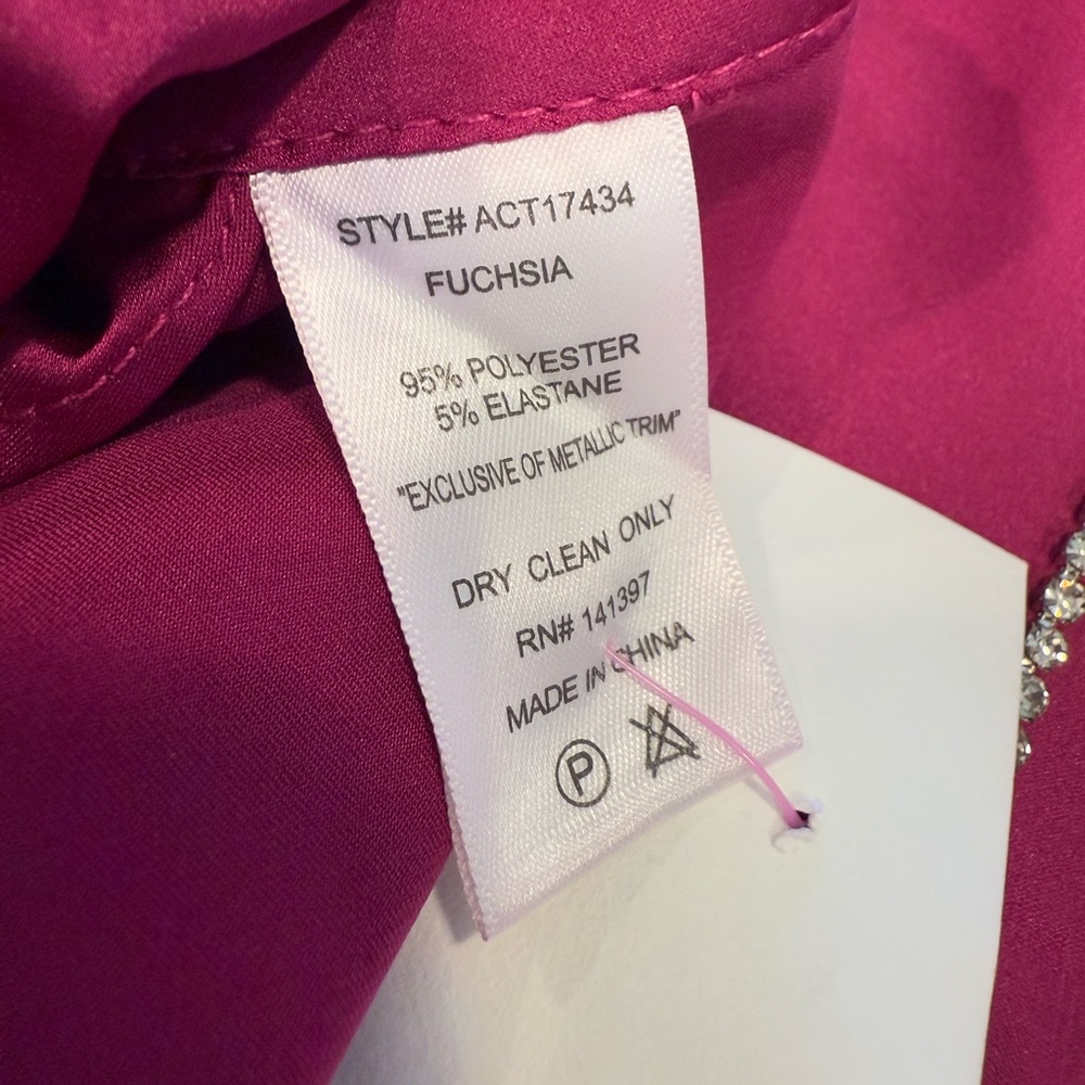 Satin fuchsia rhinestone embellished open back top SZ Small - Picture 3 of 8